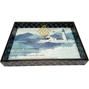 Bandeja para servir de madera de alta calidad con asas de cuerda, último diseño para decoración del hogar, regalo de vacaciones de Navidad, bandeja para servir con tema artístico - Product Image 2