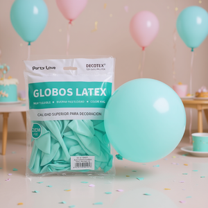 Globos de Látex Party Love de 25 cm, Color Azul Pastel Tiffany, Bolsa de 50 Unidades para Decoración - Product Image 3