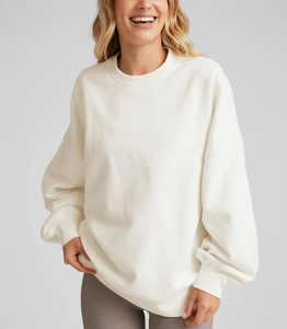 Sudadera Extra Grande para Mujer, Cuello Redondo, 100% Algodón, Felpa Gruesa de 450 GSM, Estilo Casual, Hip Hop, para Invierno y Otoño - Product Image 1