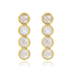 Hot Popular 925 Sterling Silver Rainbow <b>Moon</b> Stone Drop <b>Earring</b> New Design Gold Plated Trendy for Weddings Parties Engagements - Product Image 2