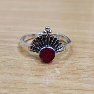 Ruby Stone Sterling Silver <b>Ring</b> Vintage Design Minimalist Gemstone <b>Ring</b> Handmade <b>Indian</b> Jewelry - Product Image 1