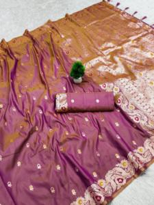 Sari en soie Banarasi Dhwaja Export Premium avec chemisier, doux, formel, orné de Zari cuivré, séchage rapide, toutes saisons, pour mariages - Product Image 2