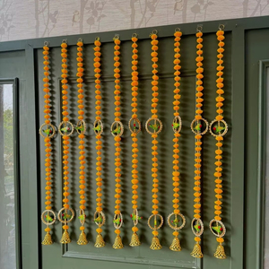 Yellow <b>Pom</b> <b>Pom</b> Garlands With Bell Decorative Wooden Parrot Garlands For Indian Wedding Decoration And Event Supplies - Product Image 1