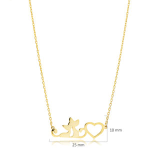 สร้อยคอเลเซอร์เสน่ห์ลายแมวและหัวใจขายส่งเครื่องประดับเงินแท้ทำด้วยมือแบบ925 - Product Image 2