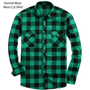 Mens Purple Black Plaid Long Sleeve <b>Flannel</b> Shirt Casual Turn-down Collar Full Sleeve Autumn Wear - Product Image 3