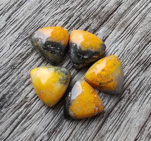 Wholesale Lavira Natural Bumblebee Jasper Trillion Cut Cabochon High Flat Back Calibrated Gemstone ID 8mm 14mm Sizes Loose - Product Image 6