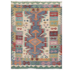 Alfombra Kilim de Maimana, Afganistán, 198 x 144 cm, Alfombras y Juegos de Alfombras - Product Image 1