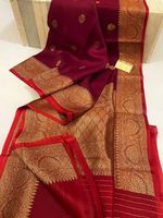 Sari de Seda Brocada a Mano con Borde Tejido con Hilo Dorado Real para Compradores Mayoristas Globales y Boutiques de Lujo