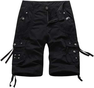 Soldes en ligne : Nouveaux shorts cargo décontractés pour hommes en toile polyester/coton anti-plis, design tendance, service OEM, fermeture à cordon. - Product Image 4