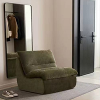 Fauteuil individuel moderne et minimaliste en tissu chenille, rembourré, avec housse amovible, compressé sous vide, petit format