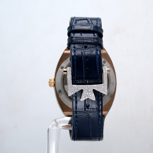 Montre analogique de luxe pour homme et femme en acier inoxydable avec bracelet en cuir, cadran en cristal saphir, mouvement mécanique, édition limitée - Product Image 3