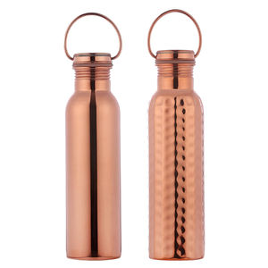 Premium Solid <b>Copper</b> <b>Water</b> <b>Bottle</b> Hand Hammered & Plain Finish Ayurvedic Health Benefits Drinkware <b>Bottle</b> For Office Travel Gift - Product Image 3