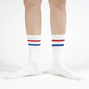 Calcetines de Algodón para Mujer - Diseño de Rayas en Tubo, Color Básico, Estilo Coreano para Uso Diario - Rayas en Tubo B - Product Image 6