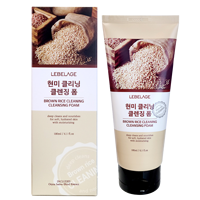 LEBELAGE Nettoyant Visage Doux Moussant à l'Extrait de Riz Brun et Acide Hyaluronique, Éclaircissant, Hydratant, Nettoyant les Pores, Lissant, pour Adultes