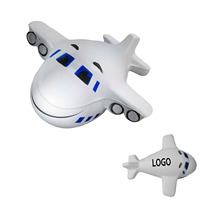 Mini avion souriant anti-stress en mousse PU avec logo personnalisé pour les promotions des compagnies aériennes et les agences de voyage