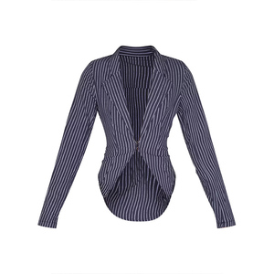 2024 personnalisable col en V marine rayé plongeant crochet et chemise pour les yeux Design moderne manches longues haut de fête au meilleur prix - Product Image 4