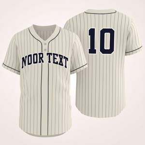 Vente en gros uniforme de baseball vierge à col en V maillot de baseball personnalisé à rayures et à boutons de l'équipe sportive baseball personnalisé - Product Image 5