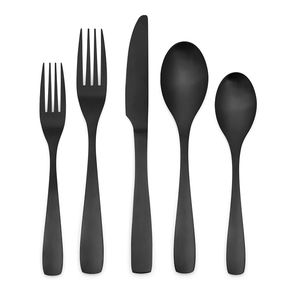 Couverts noir mat couverts en acier miroir personnalisés 6 pièces ensemble couverts noir mat cuillère fourchette meilleur prix - Product Image 2