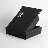 Boîte postale de luxe en carton à fermeture éclair noire avec glissière à double face pour emballage de chaussettes avec doublure en éponge et logo personnalisé