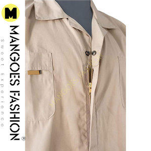 Combinaisons de travail en popeline de qualité supérieure, manches courtes, non doublées, coupe régulière, ANSI Classe 1, imperméables, logo, couleur beige, pour achat en gros - Product Image 3
