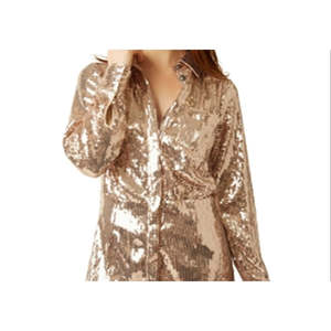 Abito Mini Giallo con Paillettes Free People Sophie, Silhouette Dritta - Product Image 5