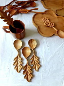 Cuillère de cuisine en bois biologique à finition lisse Outil de cuisine - Product Image 3