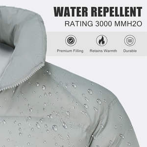 <b>Men's</b> Classic Zipper Puffer <b>Jacket</b> OEM Customizable Orange Plus Size Lightweight Warm Winter Hooded Collar Patchwork Front - Product Image 4