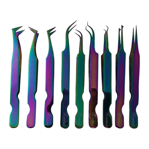 Pinces à épiler pour extensions de cils en acier inoxydable de marque privée, pinces à épiler courbées pour cils, tous les modèles - Product Image 1