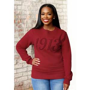 Couleur unie 1913 Chenille Crewneck Sweatshirt Premium Fleece Sorority Apparel Greek DST Monochrome Winter Top - Product Image 1