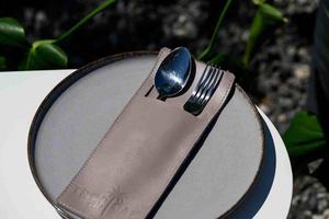 Organizador de cubiertos de cuero para restaurante, soporte de vajilla elegante para configuración de comedor, - Product Image 3