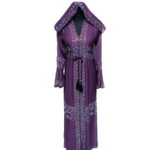 Último diseño mujeres púrpura frente abierto Abaya Farasha Jalabiya - Product Image 3
