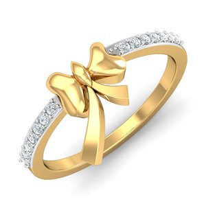 Unisex 18K Gold Plated Brass Fashionable <b>Ring</b> Cute Bowknot Design Square Cut Zircon Inlaid Gemstone Certified New Trendy Party - Product Image 1