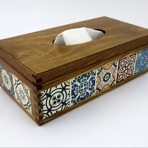 กล่องทิชชู่ไม้ลายสวยงามสำหรับตกแต่งบ้านและโต๊ะดีไซน์หรูหราทันสมัย - Product Image 1