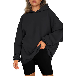 OEM personalizado mujeres sudaderas con capucha de gran tamaño sudaderas con capucha Fleece Casual manga larga pulóver suelto ligero - Product Image 1