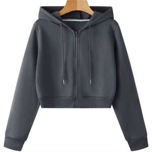 Dernier style Automne Couleur unie Sweat-shirts pour femmes Logo personnalisé sur le devant Capuche Respirant Tissé 100% Polyester Impression numérique Haute - Product Image 1