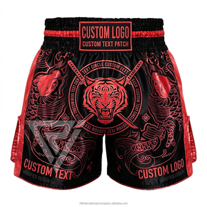 Shorts d'entraînement thaïlandais OEM pour arts martiaux, taille mi-haute, tissés, 220G, 100% polyester, légers et durables, vêtements de sport - Product Image 2