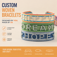 Bracelets d'amitié bohèmes personnalisés en gros, faits à la main, en tissu, avec perles, broderies et pompons, pour femmes