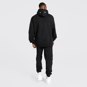 Ensemble de survêtement deux pièces en molleton de coton épais, imprimé, à capuche, avec strass, coupe oversize, style streetwear, et pantalon jogger évasé - Product Image 5