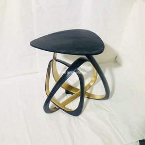 Mesa Auxiliar Moderna de Lujo con Cubierta de Mármol y Base de Metal Artística Elegante, Mueble Decorativo Contemporáneo para Sala de Estar u Oficina - Product Image 5