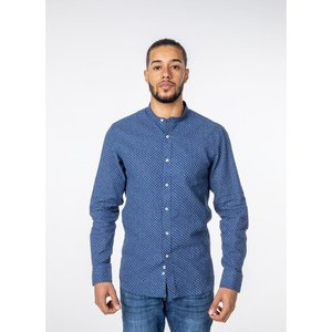 Camicia Casual da Uomo Blu Navy in Lino con Colletto Mao e Motivo a Pois Traspirante Stile Autunnale Taglia S Imperio Shop - Product Image 5