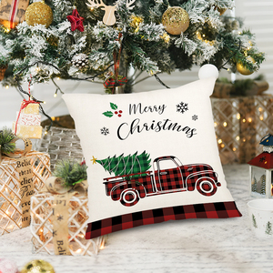 18*18 inç noel siyah ekose keten yastık dekoratif yastık kılıfları yastık oturma odası için - Product Image 2