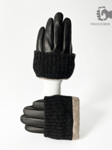 Gants d'hiver chauds en cuir noir pour hommes coupe-vent imperméable à l'eau écran tactile fonctionnalité décontracté cyclisme sport extérieur usage quotidien - Product Image 3