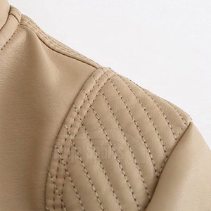 Women's <b>Sheep</b> <b>Skin</b> Stand Collar Solid Color Custom Design & Size Breathable Waterproof Winter Finished Leather <b>Jacket</b> - Product Image 6