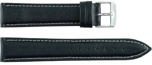 Bracelet de montre unisexe en cuir véritable noir classique de luxe 20 mm respirant résistant à l'eau pour montre connectée, souple, léger et réglable - Product Image 2