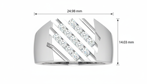 Anillo de diamantes de corte brillante redondo con engaste moderno en oro de 14 quilates chapado en rodio para hombre - Product Image 2