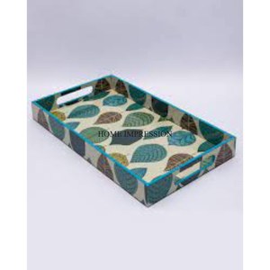 Dernier modèle Arrivée Royal Look Designer Émail Fini Haute Qualité Moderne Art Créatif Plateau de Service en Bois Fourniture - Product Image 3