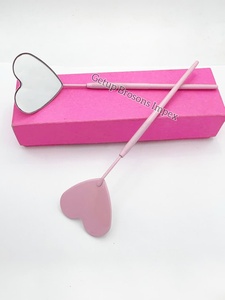Haute qualité coeur Design miroir rose clair revêtement en poudre Extension de cils japonais en acier inoxydable Logo personnalisé outils de beauté - Product Image 5