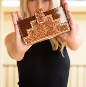 กระเป๋าสตางค์พับสามทบทำจากหนังวัวธรรมชาติทำด้วยมือสำหรับผู้หญิงทันสมัยสไตล์สุภาพสตรีฝาปิดแม่เหล็กเครื่องมือใช้ในชีวิตประจำวัน - Product Image 4