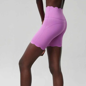 Pantalones cortos de gimnasio para mujer de alta calidad Spandex/Material de nailon Cintura alta Cierre elástico Patrón sólido - Product Image 2