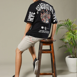 100% algodón de peso pesado Vintage Streetwear logotipo personalizado impreso Tee fabricante - Product Image 3